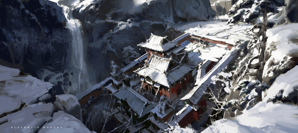 Black Myth Wukong, snow temple, заснеженный храм