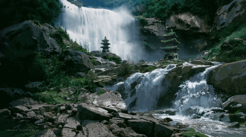 Black Myth Wukong, waterfall, водопад