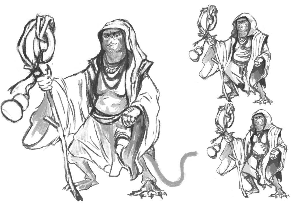 Characters, Elder-monkey sketch, старейшина скетч